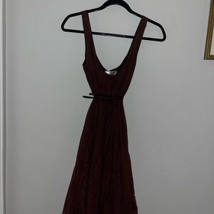 Anthropologie Brown Tulle Midi Dress